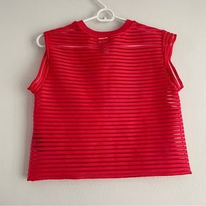 & Other Stories Red Striped Crop Top